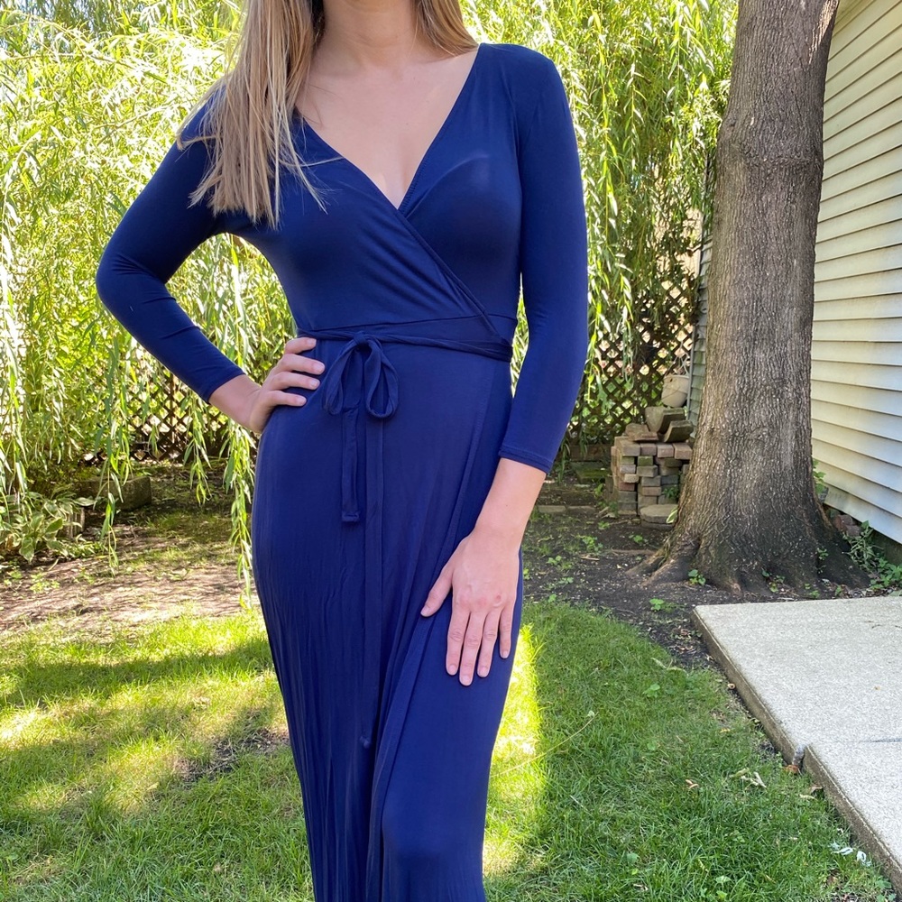 Navy maxi wrap dress